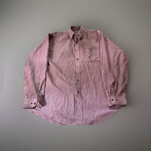 Van Heusen Men's M Red Plaid‎ Long Sleeve Button-Down Shirt